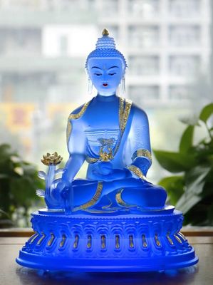 Orientale Liuli tradizionale Sapphire Vivid Crystal Buddha